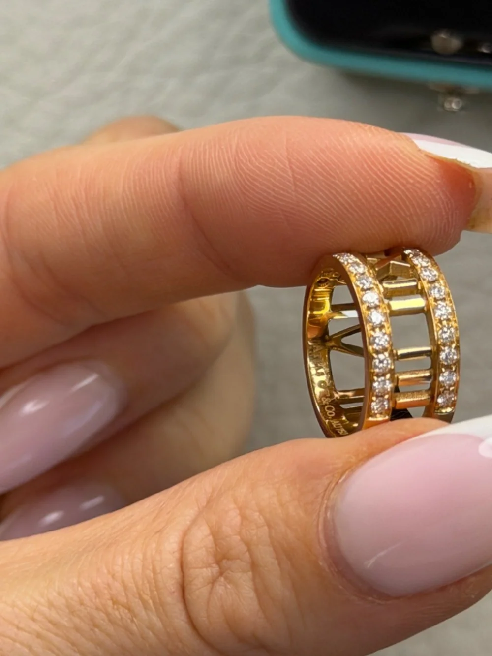 Tiffany & Co. 18K Yellow Gold Atlas Open Diamond Ring 4.3 US